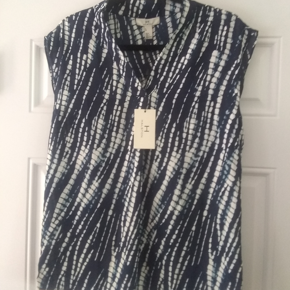 H by Halston Sleeveless Sheer Blouse Sz Small Nwt